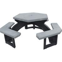 Tables de pique-nique hexagonales en plastique recycl&eacute;, 78" lo x 78" la, Gris Mukwa Safety Services