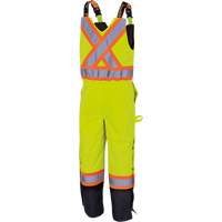 5041BB Waterproof Quilted Bib Pants, Polyester, Large, High Visibility Lime-Yellow Mukwa Safety Services