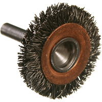 Circular Crimped Wire End Brushes, 1-1/2", 0.014" Fill, 1/4" Shank Mukwa Safety Services