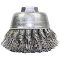 Knot Wire Cup Brush, 3-1/2" Dia. x 5/8"-11 Arbor Mukwa Safety Services