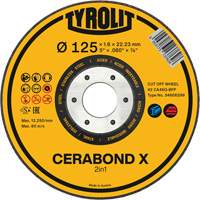 CERABOND X Cut-Off Wheel for Steel & Stainless Steel, 4-1/2" x 0.45", 7/8" Arbor, Type 1, Ceramic, 12250 RPM Mukwa Safety Services