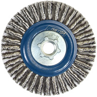 Stringer Bead Knot Wire Brush For Angle Grinders, 4" Dia., 0.02" Fill, 5/8"-11 Arbor, Stainless Steel Mukwa Safety Services