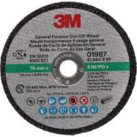 General Purpose Cut-Off Wheel, 01987, 3" x 0.04"/1/32", 3/8" Arbor, Aluminum Oxide Mukwa Safety Services