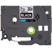 P-touch&reg; Labeling Systems, 9 mm x 314.96" or 8 m, White on Black Mukwa Safety Services