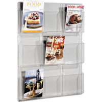 Literature Displays, Wall Mount, 9 Slots, Plastic, 30" W x 2" D x 36-7/8" H Mukwa Safety Services