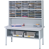 E-z Sort&reg; Mailroom Furniture-sorting Tables With Shelf-base Table With Shelf, 60" W x 28" D x 36" H, Laminate Mukwa Safety Services