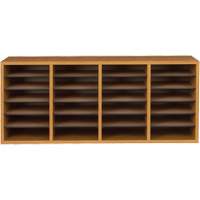 Adjustable Compartment Literature Organizer, Stationary, 24 Slots, Wood, 39-1/4" W x 11-3/4" D x 16-1/4" H Mukwa Safety Services