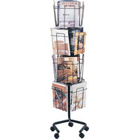 Literature Display Racks - Rotary Floor Displays, Rotating, 16 Slots, Wire Mesh, 15" W x 15" D x 60" H Mukwa Safety Services