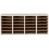 Adjustable Compartment Literature Organizer, Stationary, 24 Slots, Wood, 39-1/4" W x 11-3/4" D x 16-1/4" H Mukwa Safety Services