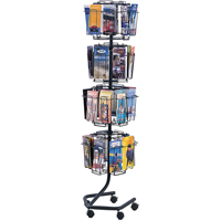 Literature Display Racks - Rotary Floor Displays, Rotating, 32 Slots, Wire Mesh, 15" W x 15" D x 60" H Mukwa Safety Services