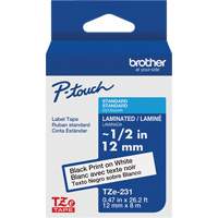 Cartouches de ruban Tze, 12 mm x 26-1/4', Noir sur blanc Mukwa Safety Services