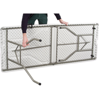 Fold-in-Half Table, Rectangular, 72" L x 30" W, Polyethylene, White Mukwa Safety Services