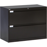 Lateral Filing Cabinet, Steel, 2 Drawers, 36" W x 18" D x 27-7/8" H, Black Mukwa Safety Services
