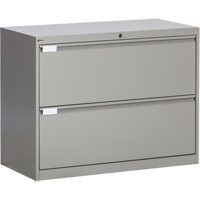 Lateral Filing Cabinet, Steel, 2 Drawers, 36" W x 18" D x 27-7/8" H, Grey Mukwa Safety Services
