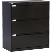 Lateral Filing Cabinet, Steel, 3 Drawers, 36" W x 18" D x 40-1/16" H, Black Mukwa Safety Services
