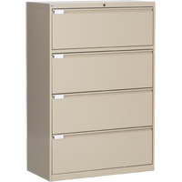 Lateral Filing Cabinet, Steel, 4 Drawers, 36" W x 18" D x 53-3/8" H, Beige Mukwa Safety Services