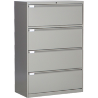 Lateral Filing Cabinet, Steel, 4 Drawers, 36" W x 18" D x 53-3/8" H, Grey Mukwa Safety Services