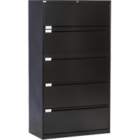 Lateral Filing Cabinet, Steel, 5 Drawers, 36" W x 18" D x 65-1/2" H, Black Mukwa Safety Services