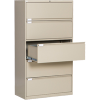 Lateral Filing Cabinet, Steel, 5 Drawers, 36" W x 18" D x 65-1/2" H, Beige Mukwa Safety Services