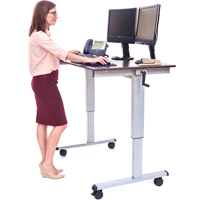 Postes de travail ajustables pour travail assis et debout , , 48-1/2" h x 48" la x 32-1/2" p, Noyer Mukwa Safety Services