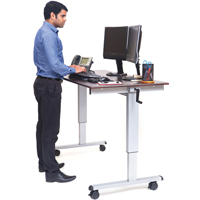 Postes de travail ajustables pour travail assis et debout , , 48-1/2" h x 59" la x 29-1/2" p, Noyer Mukwa Safety Services