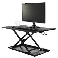 Adjustable Stand-Up Desk, Desktop Unit, 15-3/4" H x 31-1/2" W x 22-1/2" D, Black Mukwa Safety Services