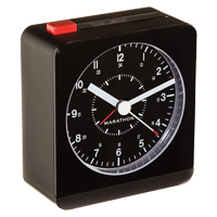 Desk Alarm Clock, Analog, Battery Operated, 3.5" W x 1.5" D x 3.75" H, Black Mukwa Safety Services