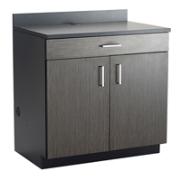 Modular Base Cabinet, Melamine, 39" H x 36" W x 25" D, Asian Night/Black Mukwa Safety Services