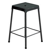 Counter Stool, Stationary, Fixed, 25", Steel Seat, Black Mukwa Safety Services