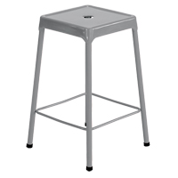 Counter Stool, Stationary, Fixed, 25", Steel Seat, Grey Mukwa Safety Services
