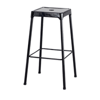 Bistro Stool, Stationary, Fixed, 29", Steel Seat, Black Mukwa Safety Services