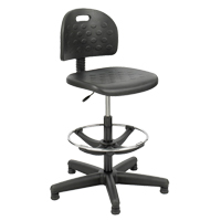 Soft Tough Stool, Stationary, Adjustable, 29" - 49", Polyurethane Seat, Black Mukwa Safety Services