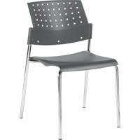 Armless Stacking Chairs, Plastic, 33" High, 300 lbs. Capacity, Grey Mukwa Safety Services