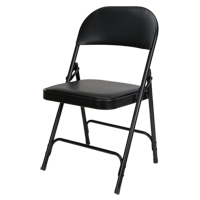 Vinyl Padded Folding Chair, Steel, Black, 300 lbs. Weight Capacity Mukwa Safety Services