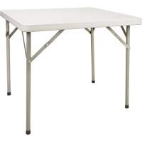 Folding Table, Square, 34" L x 34" W, Polyethylene, White Mukwa Safety Services
