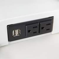 Soar Sit/Stand Electric Desk with Dual Monitor Arm, Desktop Unit, 37-1/4" H x 27-3/4" W x 22" D, White Mukwa Safety Services