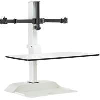 Soar Sit/Stand Electric Desk with Dual Monitor Arm, Desktop Unit, 37-1/4" H x 27-3/4" W x 22" D, White Mukwa Safety Services