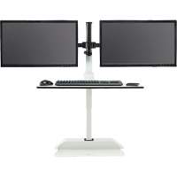 Soar Sit/Stand Electric Desk with Dual Monitor Arm, Desktop Unit, 37-1/4" H x 27-3/4" W x 22" D, White Mukwa Safety Services