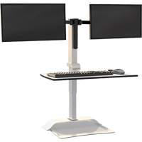Soar Sit/Stand Electric Desk with Dual Monitor Arm, Desktop Unit, 37-1/4" H x 27-3/4" W x 22" D, White Mukwa Safety Services