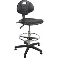 Heavy-Duty Ergonomic Stool, Stationary, Adjustable, 39” - 48”, Polyurethane Seat, Black Mukwa Safety Services