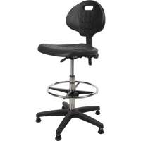 Heavy-Duty Ergonomic Stool, Stationary, Adjustable, 39” - 48”, Polyurethane Seat, Black Mukwa Safety Services