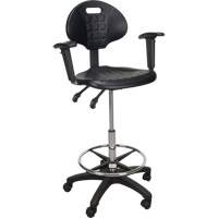 Tabouret ergonomique robuste avec accoudoirs r&eacute;glables et roulettes en nylon, Mobile, Ajustable Hauteur, Capacit&eacute; 250 lb Mukwa Safety Services