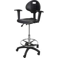Tabouret ergonomique robuste avec accoudoirs r&eacute;glables et roulettes en nylon, Mobile, Ajustable Hauteur, Capacit&eacute; 250 lb Mukwa Safety Services