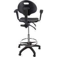 Tabouret ergonomique robuste avec accoudoirs r&eacute;glables et roulettes en nylon, Mobile, Ajustable Hauteur, Capacit&eacute; 250 lb Mukwa Safety Services