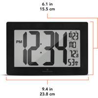 Self-Setting & Self-Adjusting Wall Clock with Stand, Digital, Battery Operated, Black Mukwa Safety Services