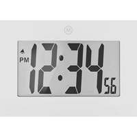 Large Frame Clock, Digital, Battery Operated, 9" W x 1" D x 6.5" H, White Mukwa Safety Services