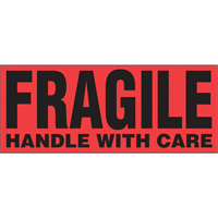 "Fragile Handle with Care" Special Handling Labels, 5" L x 2" W, Black on Red Mukwa Safety Services