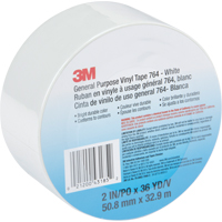 Ruban en vinyle &agrave; usage g&eacute;n&eacute;ral 764, 48 mm (2") la x 32,9 m (108') lo, Blanc Mukwa Safety Services