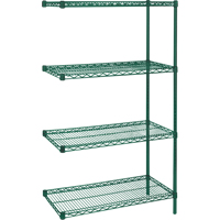 &eacute;tag&egrave;res robustes en treillis m&eacute;tallique au fini &eacute;poxy vert, Ensemble de Ajout, 4 Tablettes, 30" la x 63" h x 14" p Mukwa Safety Services