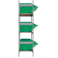 Wide Span Shelving with Jumbo Plastic Bins, Steel, Boltless, Starter, 66" W x 60" H x 18" D Mukwa Safety Services